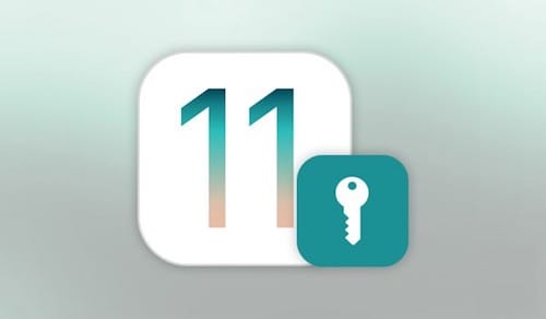 شعار iOS 11 مع رمز مفتاح القفل