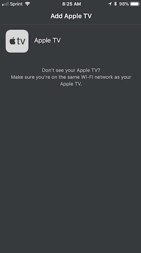 واجهة تطبيق Apple TV remote 