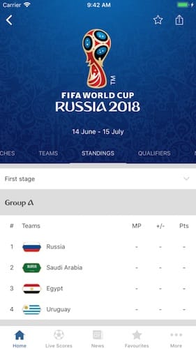 واجهة تطبيق FIFA