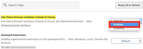 واجهة خيار Use Views browser windows instead of Cocoa