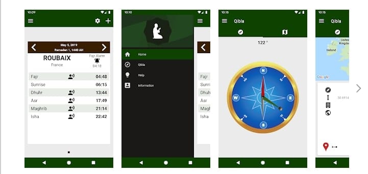تطبيق الأذان و اوقات الصلاة واتجاه القبلة